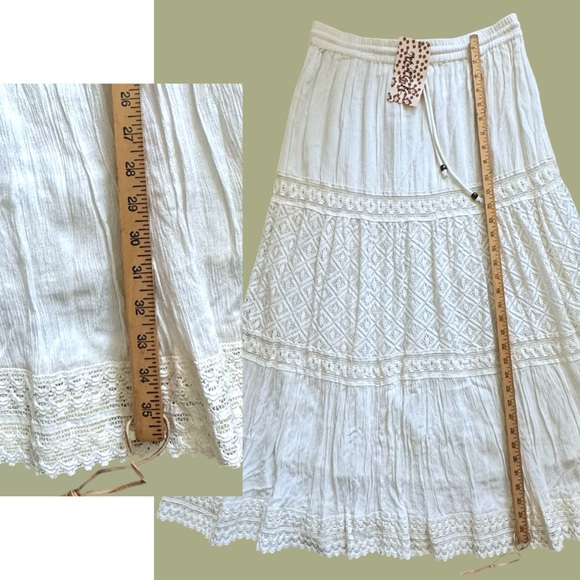 NWT boho Magic lace trim maxi skirt size large - Picture 11 of 11